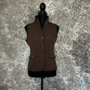 Chocolate Quilted Talbots Vest~Jacket~ Like new!~ Size Petite